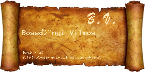 Bossányi Vilmos névjegykártya